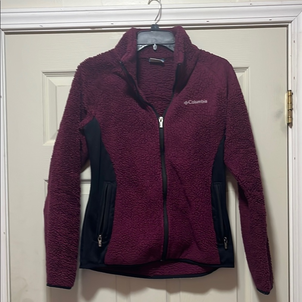 Columbia Red and Black Teddy Jacket with Stand-Up Collar